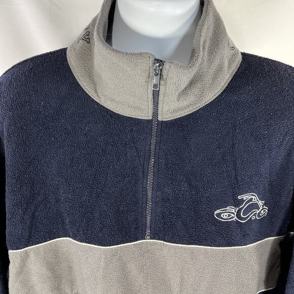 VINTAGE ORANGE COUNTY CHOPPERS MOTORCYCLE FLEECE 1/4 ZIP 2XL Y2K PULLOVER - Picture 3 of 11